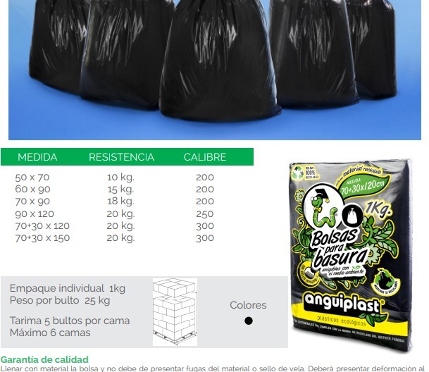 bolsas negras p/basura  