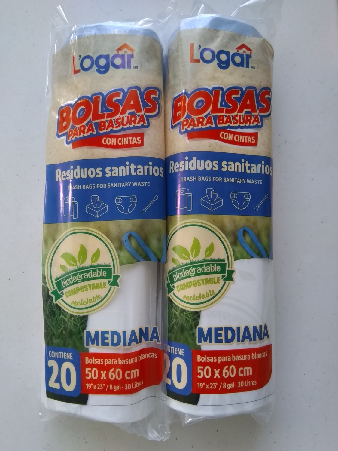 ROLLO PARA BASURA BLANCA RESIDUOS SANITARIOS 50 X 60 CM. 