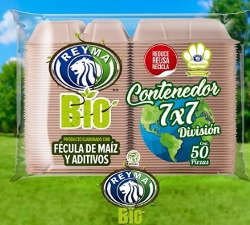 CONTENEDOR TERMICO BIODEGRADABLE 7X7 DIVISION O LISO REYMA 