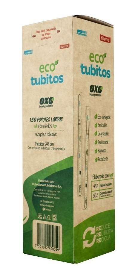 POPOTE 26 cm. ECOTUBITOS ESTUCHADOS 